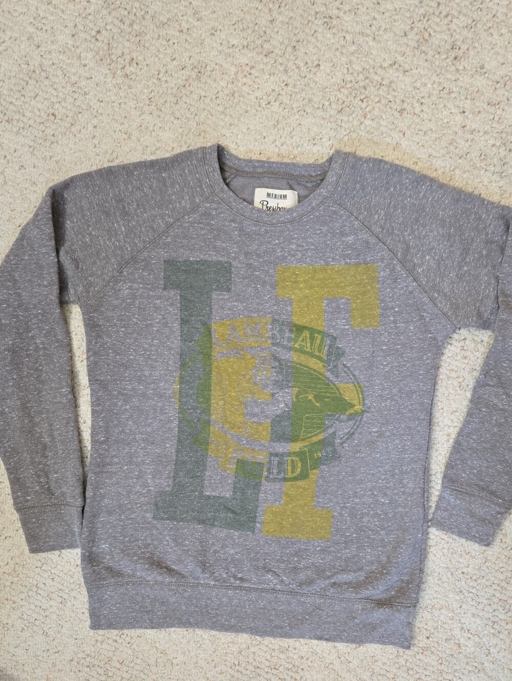 Pressbox Gray Crewneck Sweatshirt with Lambeau Field Logo